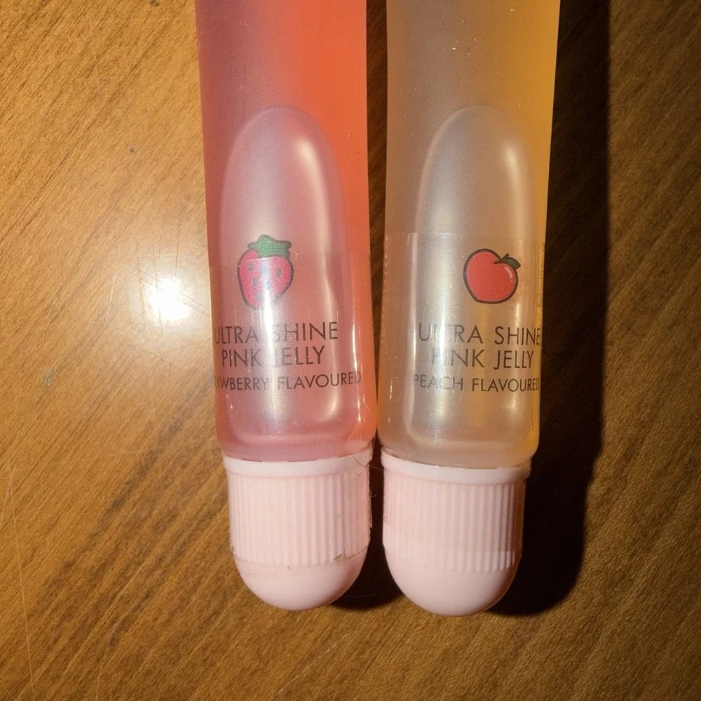 NEW Max Cherimoya Lip Gloss Ultra Shine Pink Jelly Peach &‎ Strawberry LOT OF 2